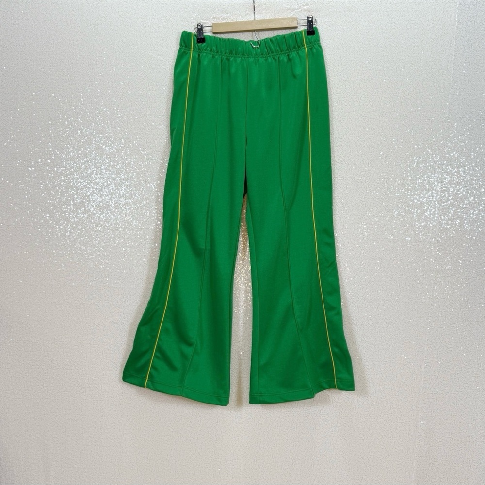 BDG Josie Tricot High-Waisted Flare Pants Bright Green Elastic Waist Retro Large - Picture 5 of 16